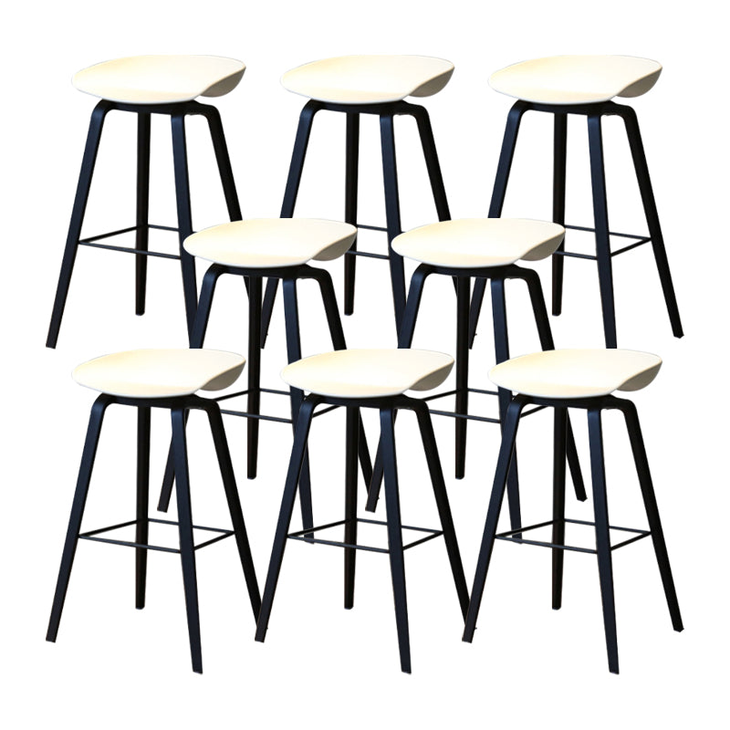 Modern Solid Wood Counter Stool Low Back Armless Bar Stool with Footrest