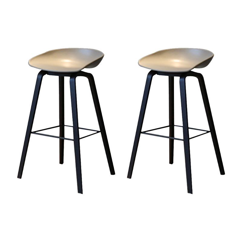 Modern Solid Wood Counter Stool Low Back Armless Bar Stool with Footrest