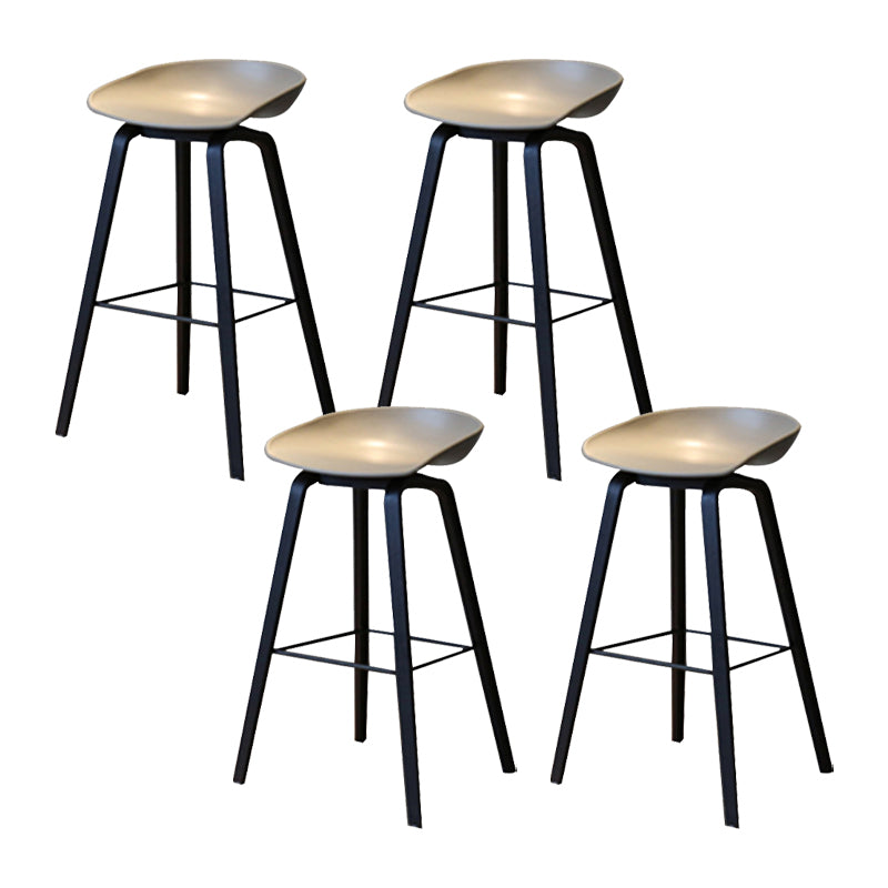 Modern Solid Wood Counter Stool Low Back Armless Bar Stool with Footrest