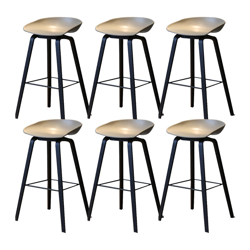 Modern Solid Wood Counter Stool Low Back Armless Bar Stool with Footrest