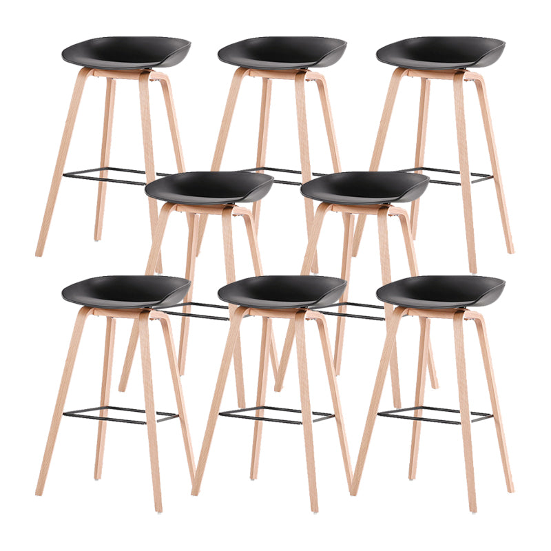 Modern Solid Wood Counter Stool Low Back Armless Bar Stool with Footrest