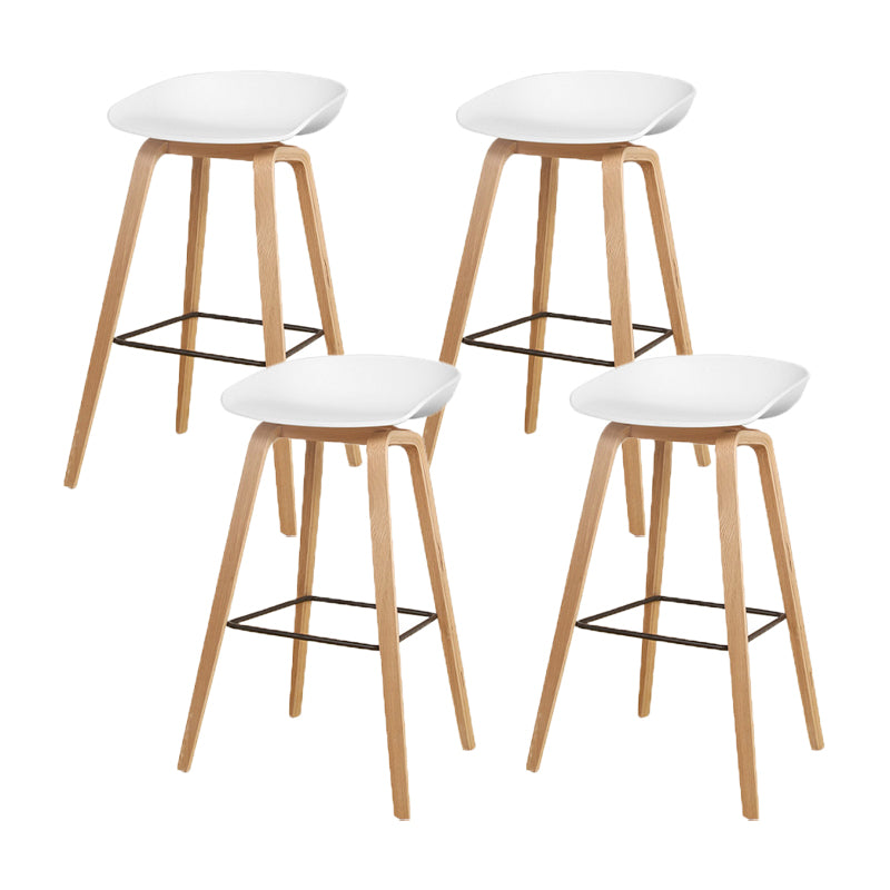 Modern Solid Wood Counter Stool Low Back Armless Bar Stool with Footrest