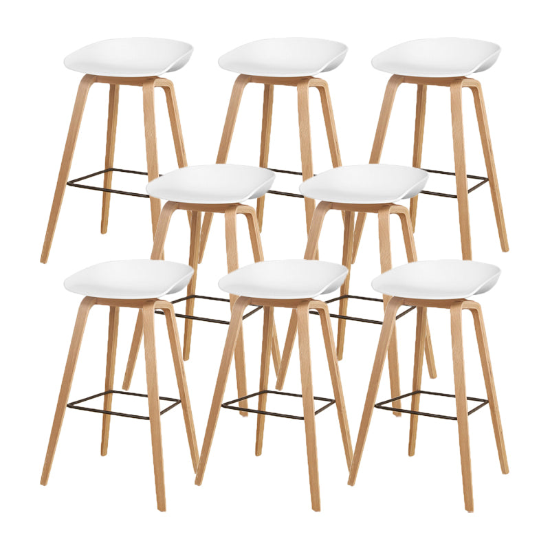 Modern Solid Wood Counter Stool Low Back Armless Bar Stool with Footrest