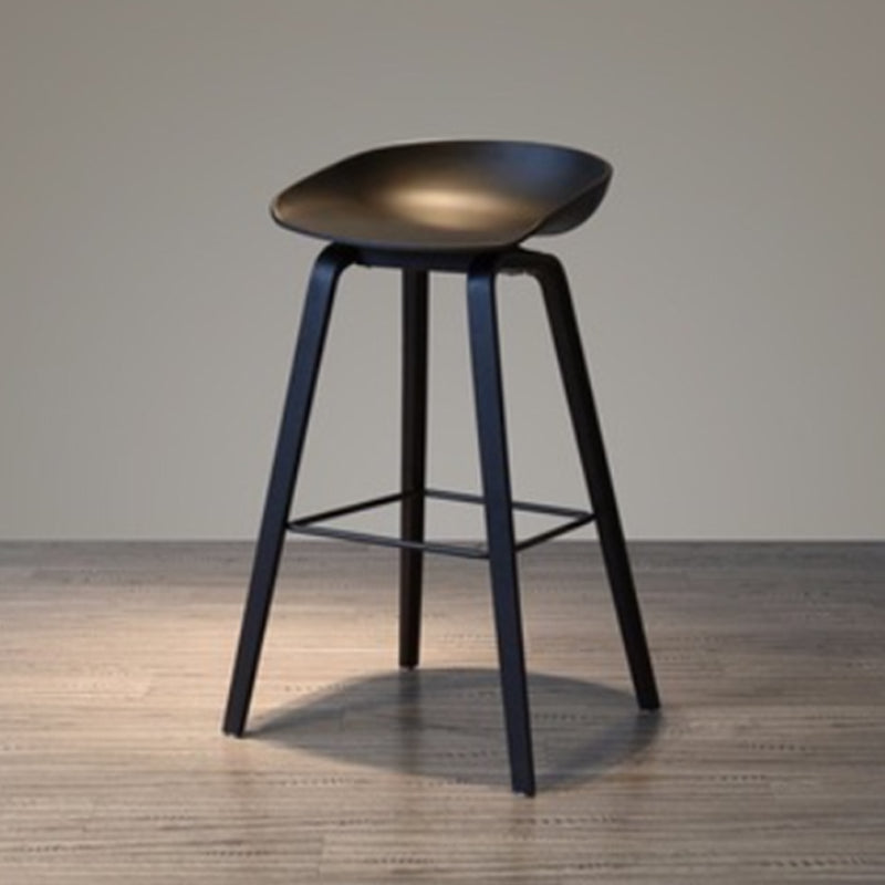 Modern Solid Wood Counter Stool Low Back Armless Bar Stool with Footrest