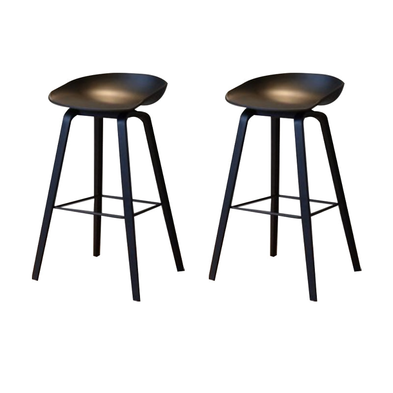 Modern Solid Wood Counter Stool Low Back Armless Bar Stool with Footrest