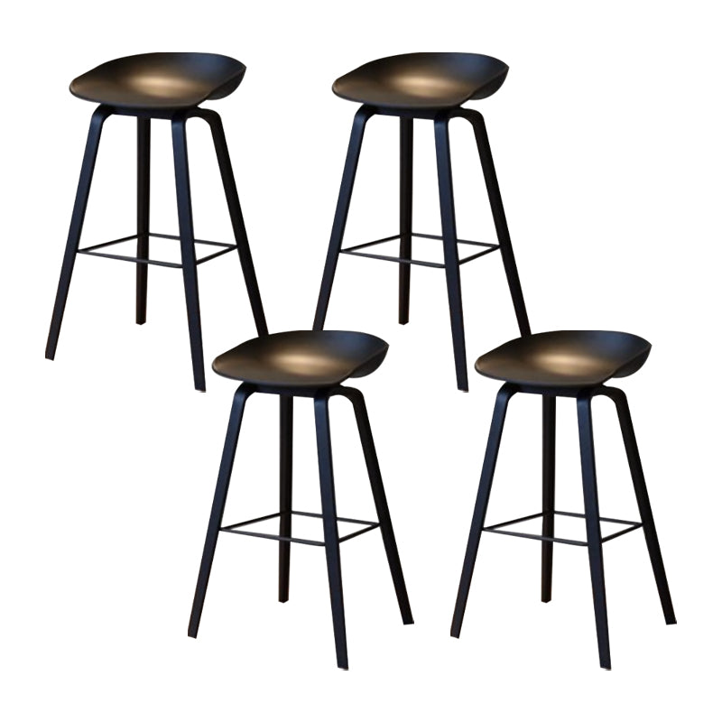 Modern Solid Wood Counter Stool Low Back Armless Bar Stool with Footrest