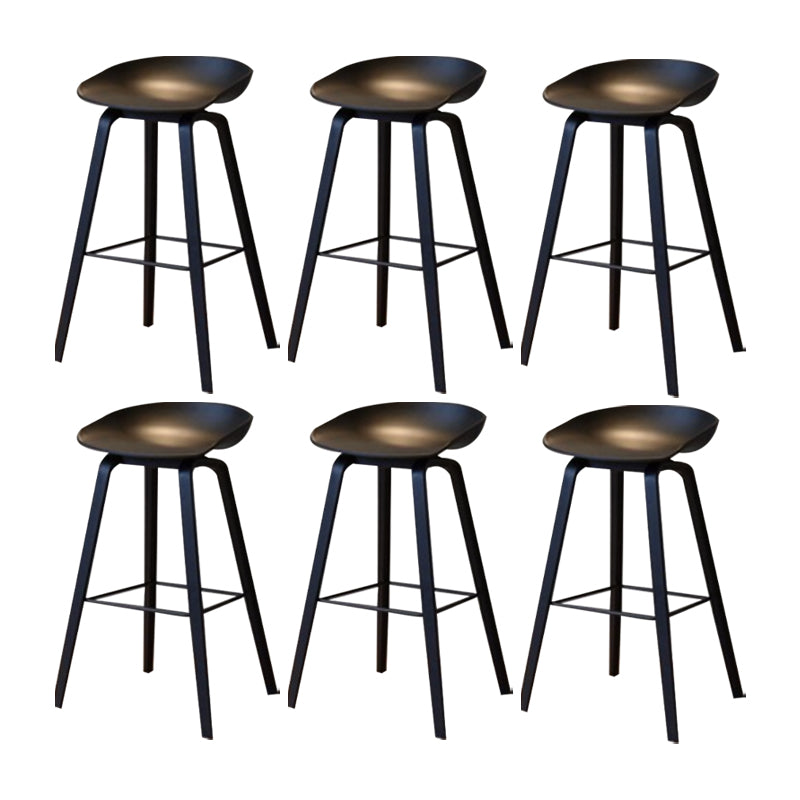 Modern Solid Wood Counter Stool Low Back Armless Bar Stool with Footrest