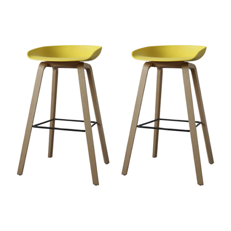Modern Solid Wood Counter Stool Low Back Armless Bar Stool with Footrest