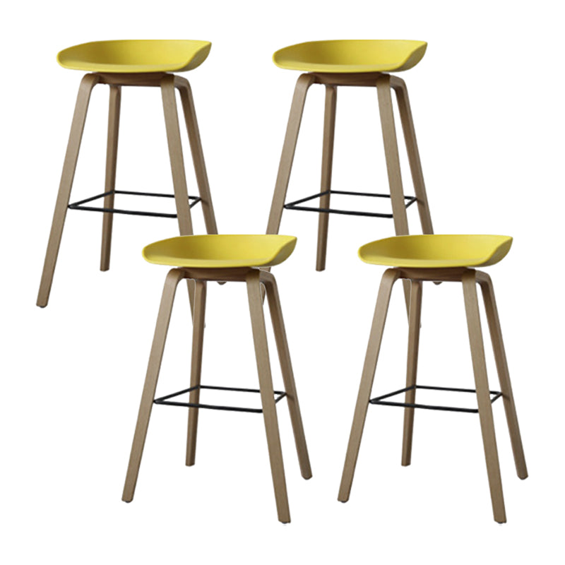 Modern Solid Wood Counter Stool Low Back Armless Bar Stool with Footrest