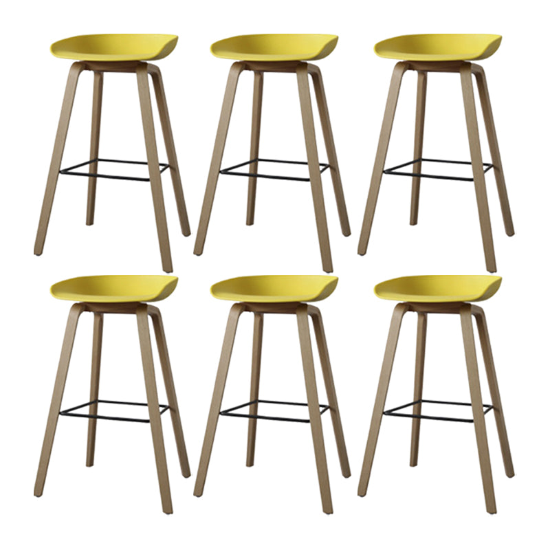 Modern Solid Wood Counter Stool Low Back Armless Bar Stool with Footrest