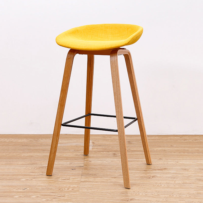 Modern Solid Wood Counter Stool Low Back Armless Bar Stool with Footrest