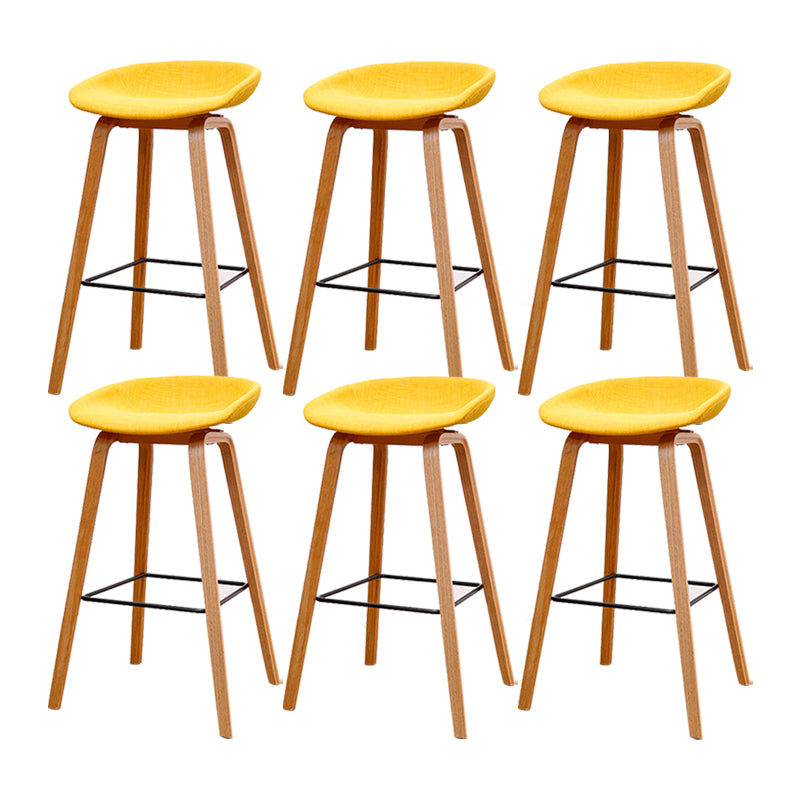 Modern Solid Wood Counter Stool Low Back Armless Bar Stool with Footrest
