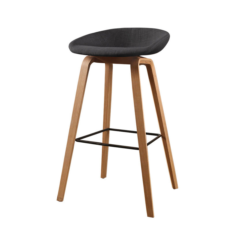 Modern Solid Wood Counter Stool Low Back Armless Bar Stool with Footrest