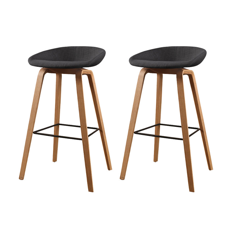 Modern Solid Wood Counter Stool Low Back Armless Bar Stool with Footrest