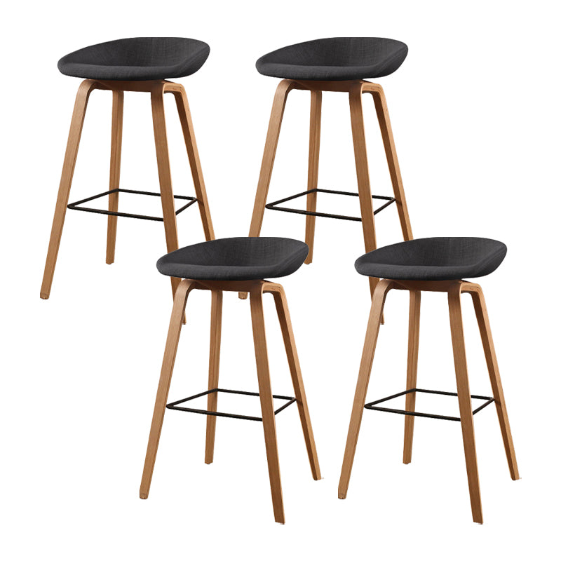 Modern Solid Wood Counter Stool Low Back Armless Bar Stool with Footrest