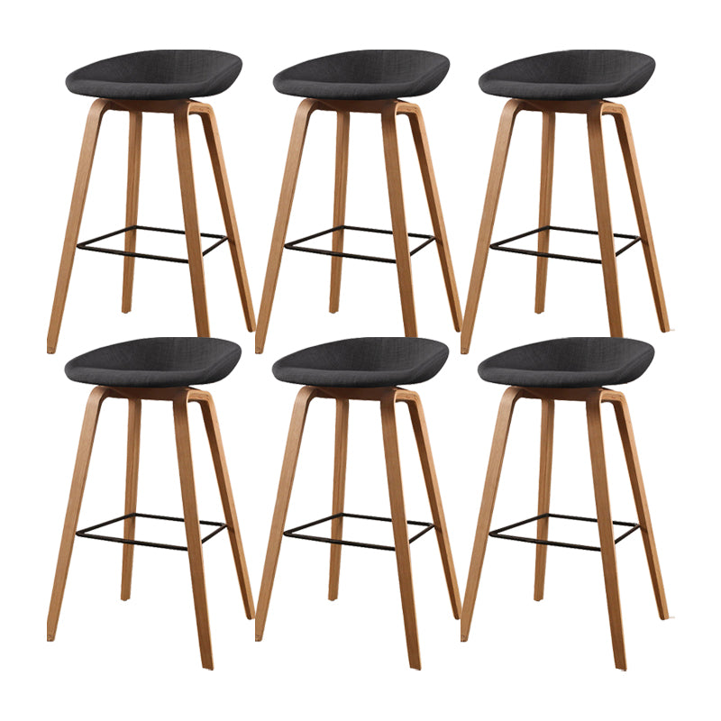 Modern Solid Wood Counter Stool Low Back Armless Bar Stool with Footrest