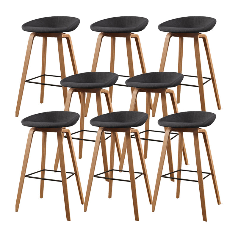 Modern Solid Wood Counter Stool Low Back Armless Bar Stool with Footrest