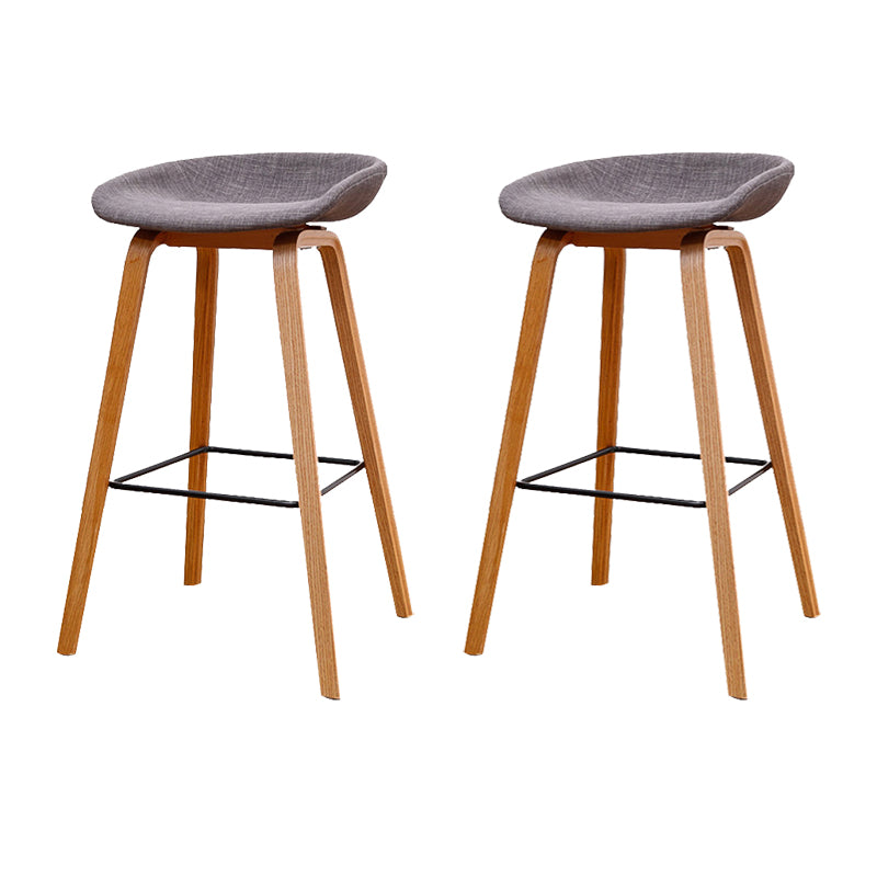 Modern Solid Wood Counter Stool Low Back Armless Bar Stool with Footrest