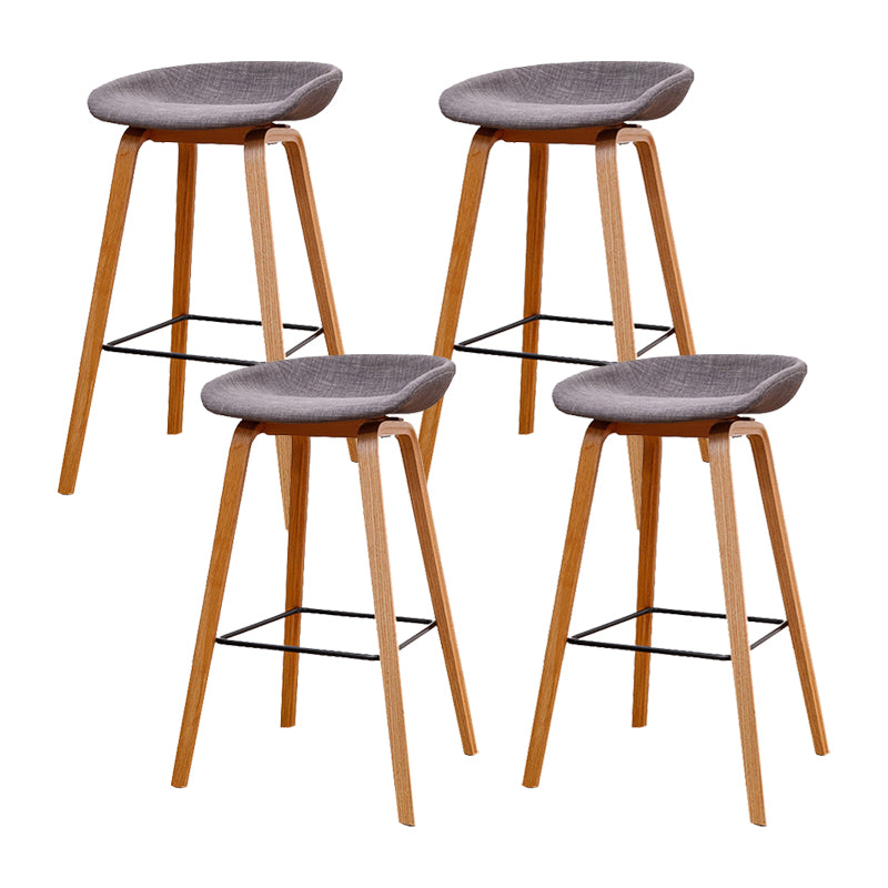 Modern Solid Wood Counter Stool Low Back Armless Bar Stool with Footrest