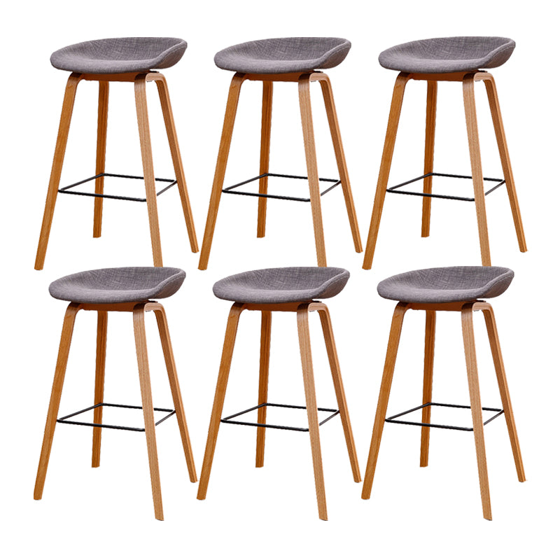 Modern Solid Wood Counter Stool Low Back Armless Bar Stool with Footrest