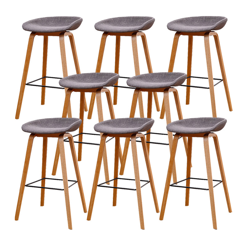 Modern Solid Wood Counter Stool Low Back Armless Bar Stool with Footrest