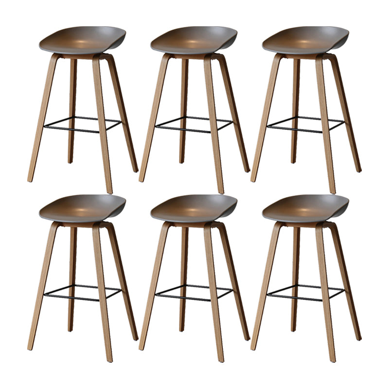 Modern Solid Wood Counter Stool Low Back Armless Bar Stool with Footrest