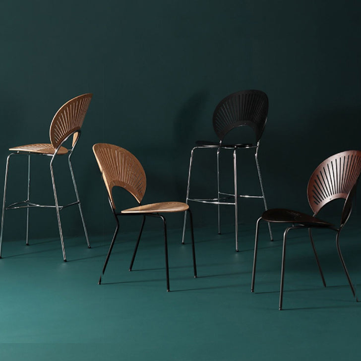 Industrial Full Back Counter Stool Armless Stackable Bar Chair with Metal Legs