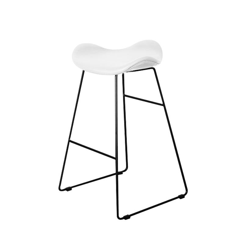 Industrial Armless Bucket Counter Stool Faux Leather Bar Chair with Metal Legs