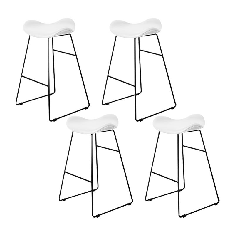 Industrial Armless Bucket Counter Stool Faux Leather Bar Chair with Metal Legs