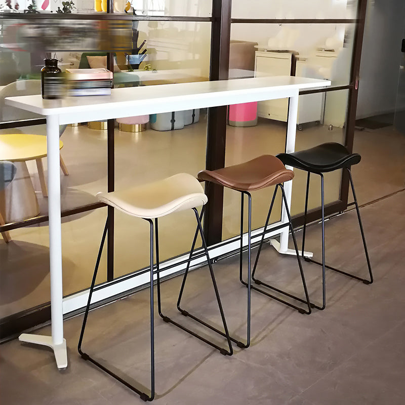 Industrial Armless Bucket Counter Stool Faux Leather Bar Chair with Metal Legs