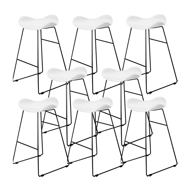 Industrial Armless Bucket Counter Stool Faux Leather Bar Chair with Metal Legs