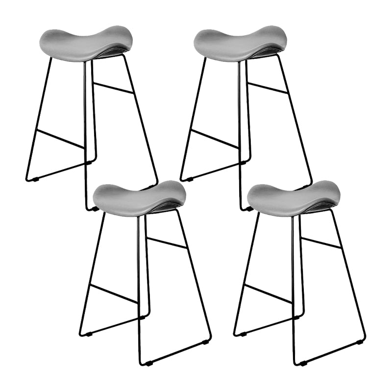 Industrial Armless Bucket Counter Stool Faux Leather Bar Chair with Metal Legs