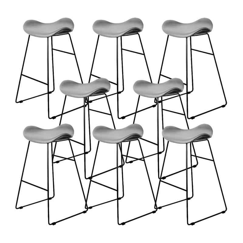 Industrial Armless Bucket Counter Stool Faux Leather Bar Chair with Metal Legs