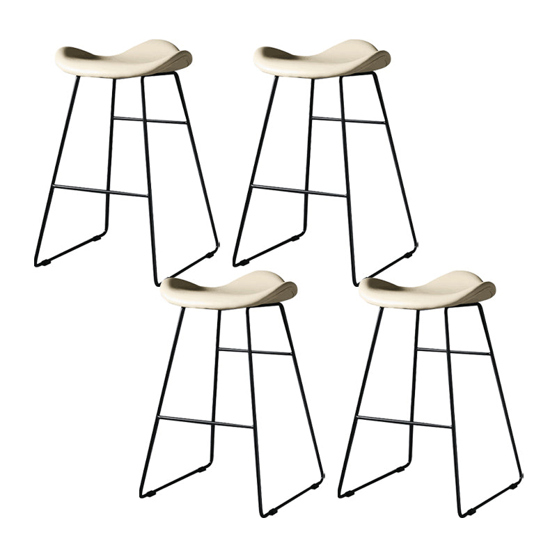 Industrial Armless Bucket Counter Stool Faux Leather Bar Chair with Metal Legs