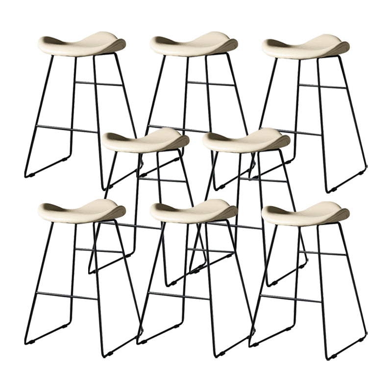 Industrial Armless Bucket Counter Stool Faux Leather Bar Chair with Metal Legs