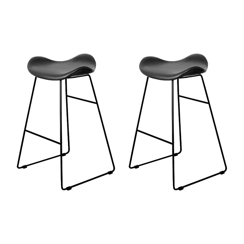 Industrial Armless Bucket Counter Stool Faux Leather Bar Chair with Metal Legs