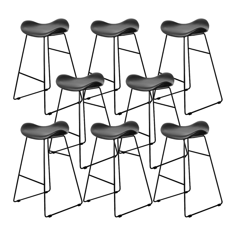 Industrial Armless Bucket Counter Stool Faux Leather Bar Chair with Metal Legs