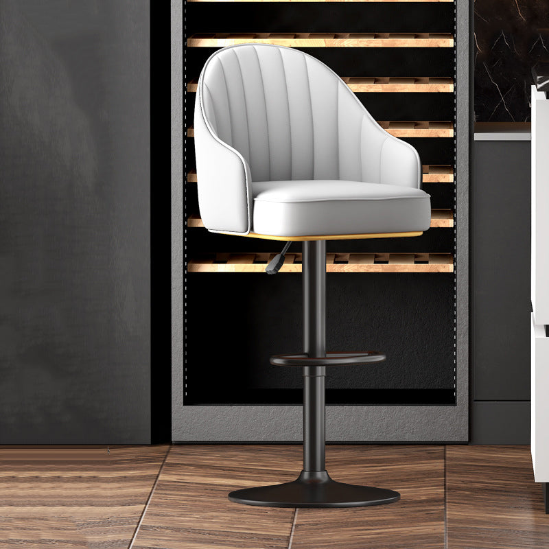 Home Adjustable Height Swivel Stool Contemporary Leather Barstool