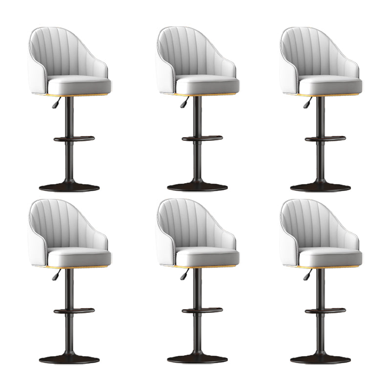 Home Adjustable Height Swivel Stool Contemporary Leather Barstool