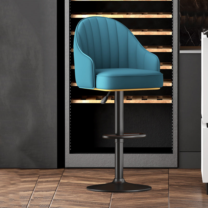 Home Adjustable Height Swivel Stool Contemporary Leather Barstool