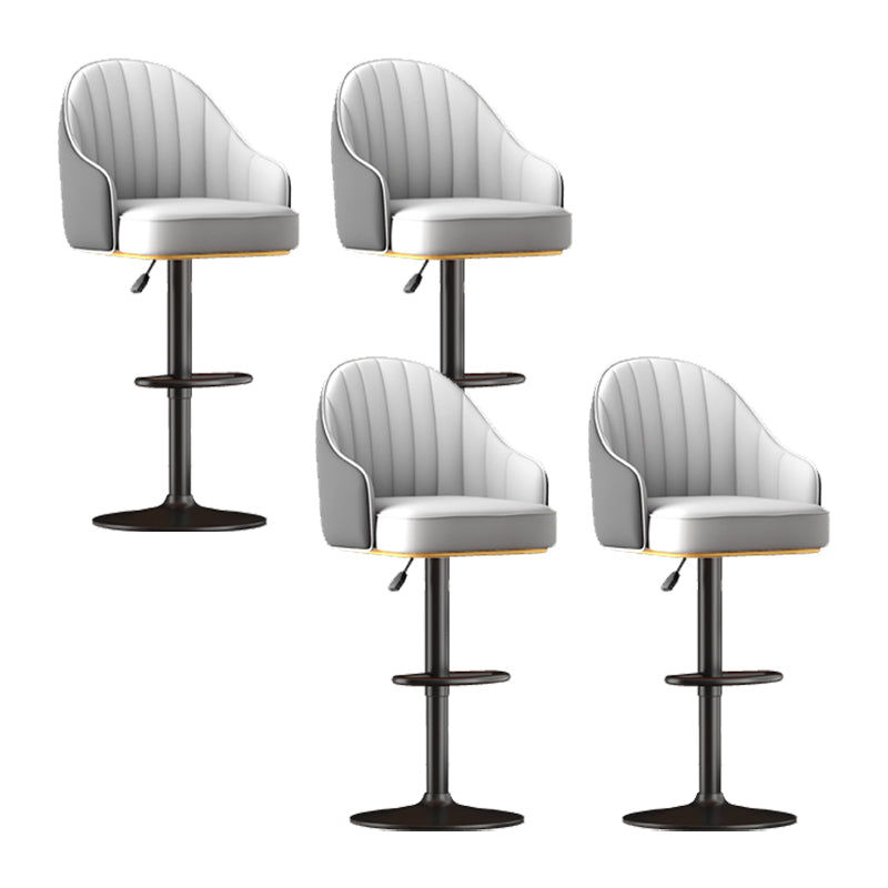 Home Adjustable Height Swivel Stool Contemporary Leather Barstool