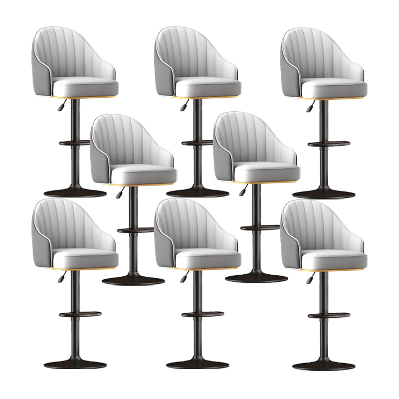 Home Adjustable Height Swivel Stool Contemporary Leather Barstool
