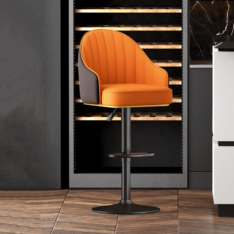 Home Adjustable Height Swivel Stool Contemporary Leather Barstool