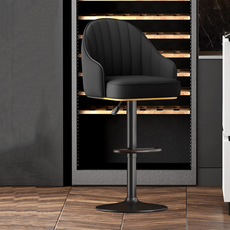 Home Adjustable Height Swivel Stool Contemporary Leather Barstool
