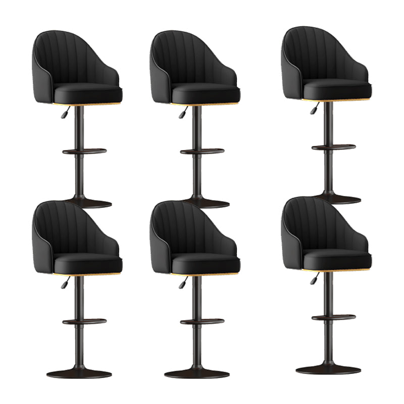 Home Adjustable Height Swivel Stool Contemporary Leather Barstool