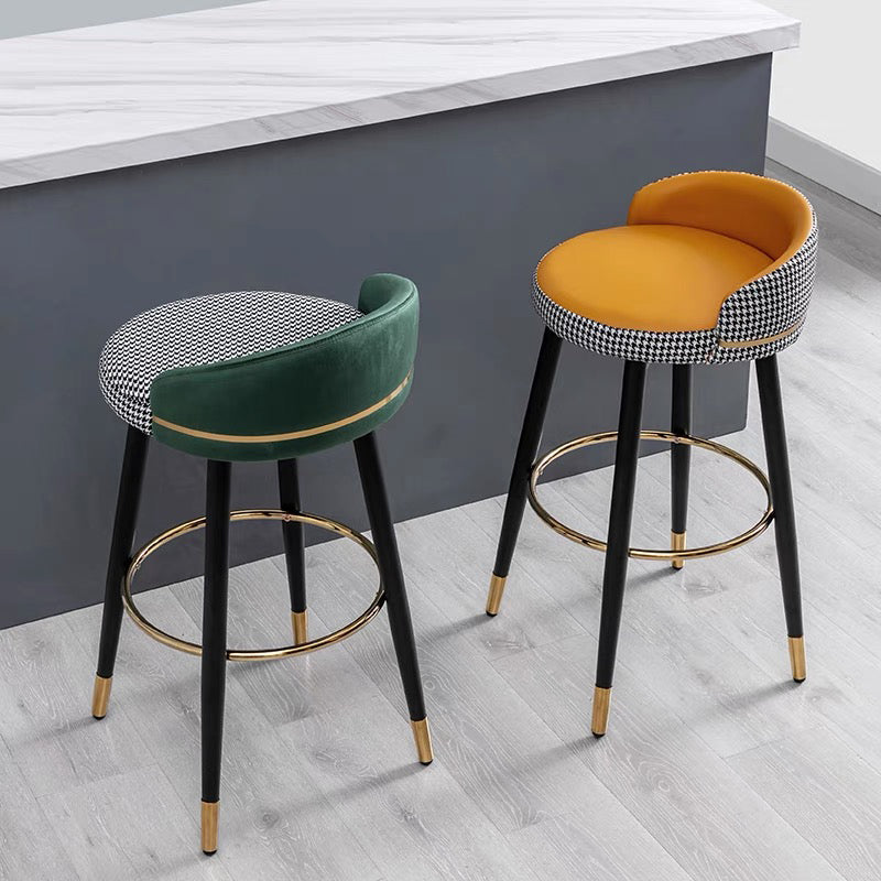 Modern Low Back Counter Stool Faux Leather Armless Bar Chair