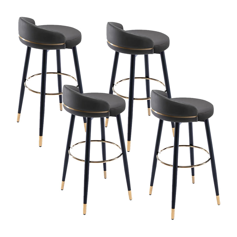 Modern Low Back Counter Stool Faux Leather Armless Bar Chair