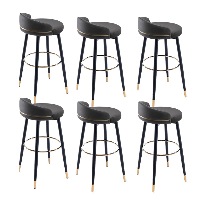 Modern Low Back Counter Stool Faux Leather Armless Bar Chair