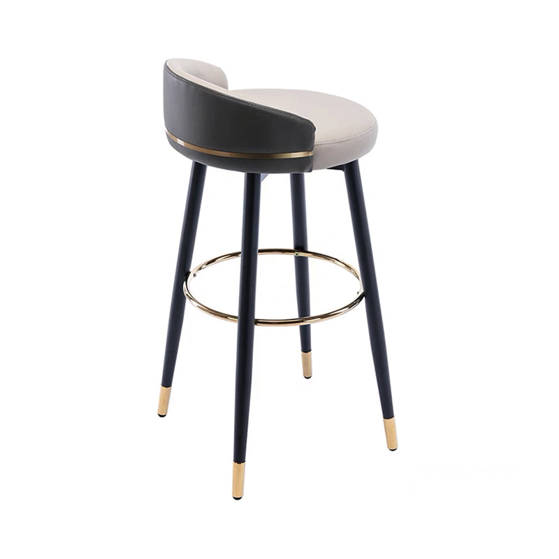 Modern Low Back Counter Stool Faux Leather Armless Bar Chair