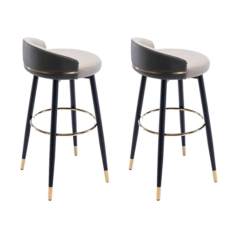 Modern Low Back Counter Stool Faux Leather Armless Bar Chair